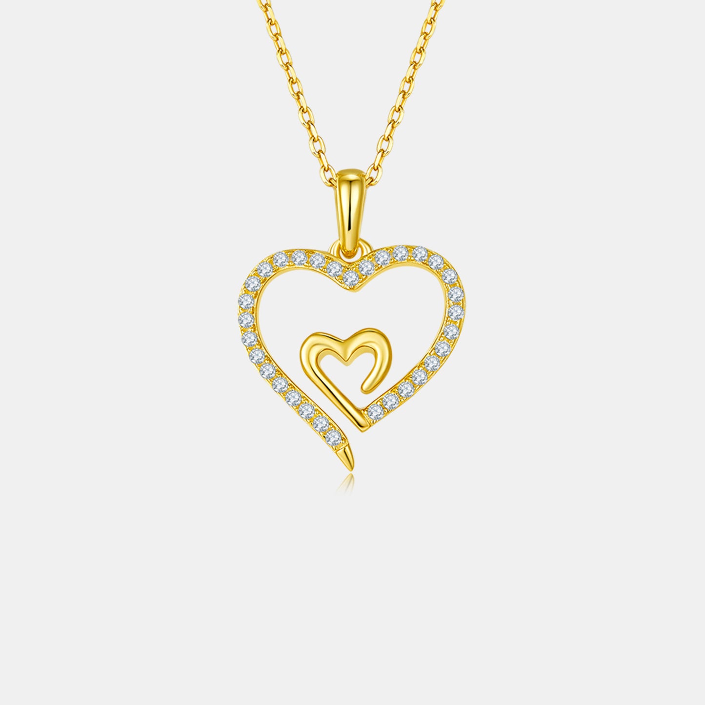 Moissanite Double Heart Pendant Necklace