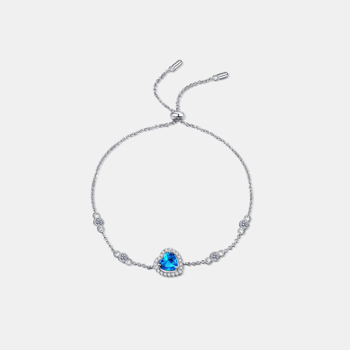 1 Carat Moissanite Blue Heart Bracelet