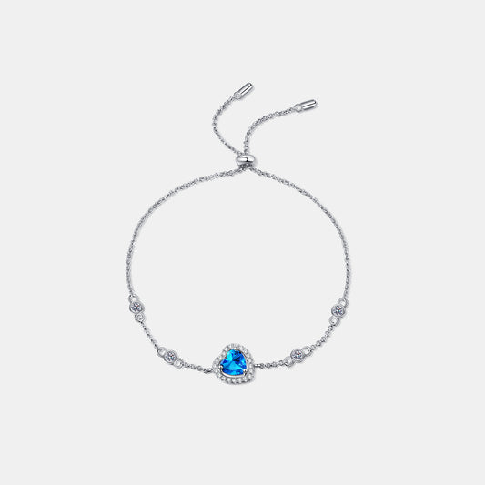 1 Carat Moissanite Blue Heart Bracelet