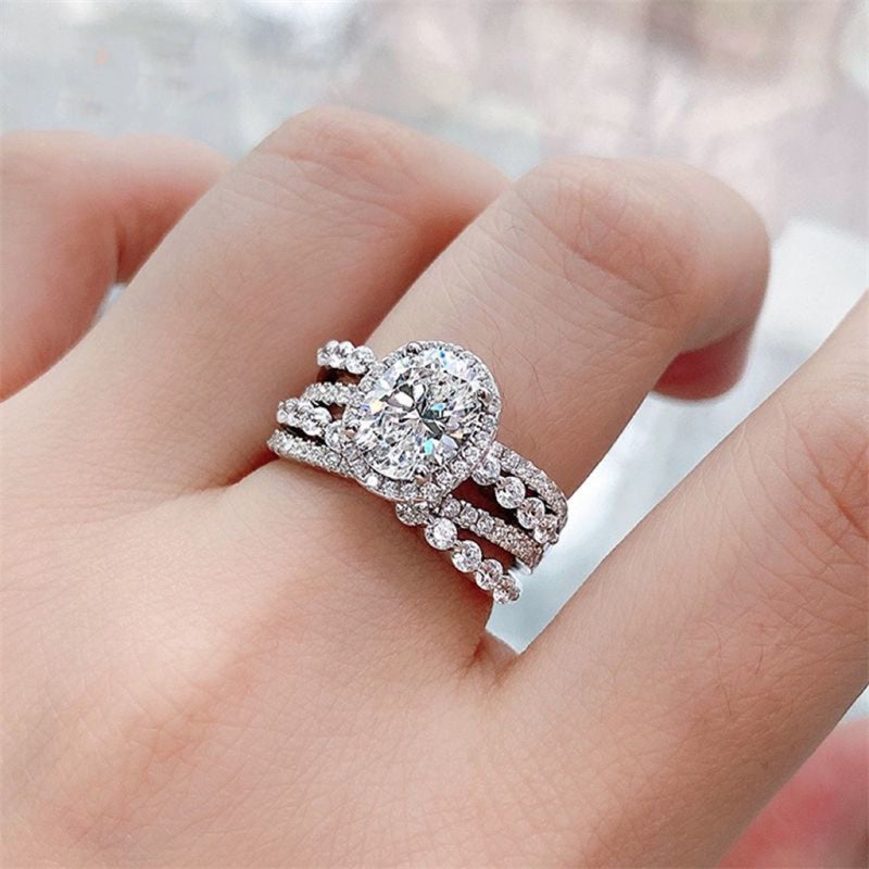 3 Carat Moissanite Layered Princess Ring