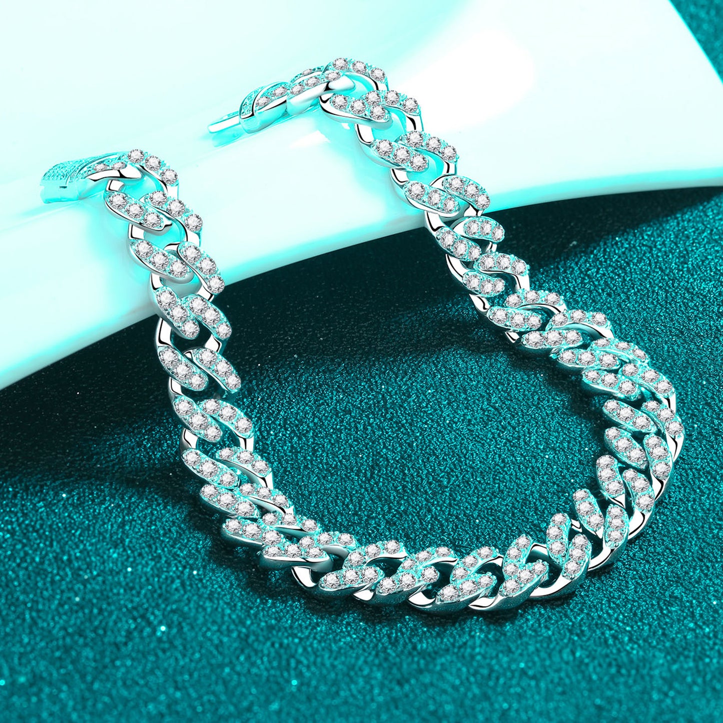 4.63 Carat Moissanite Silver Link Bracelet