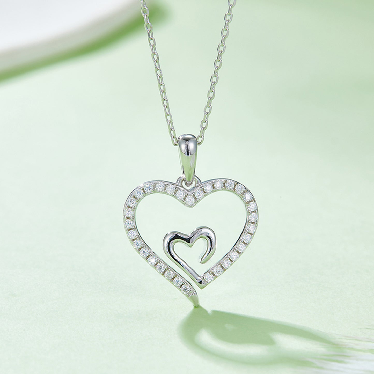 Moissanite Double Heart Pendant Necklace