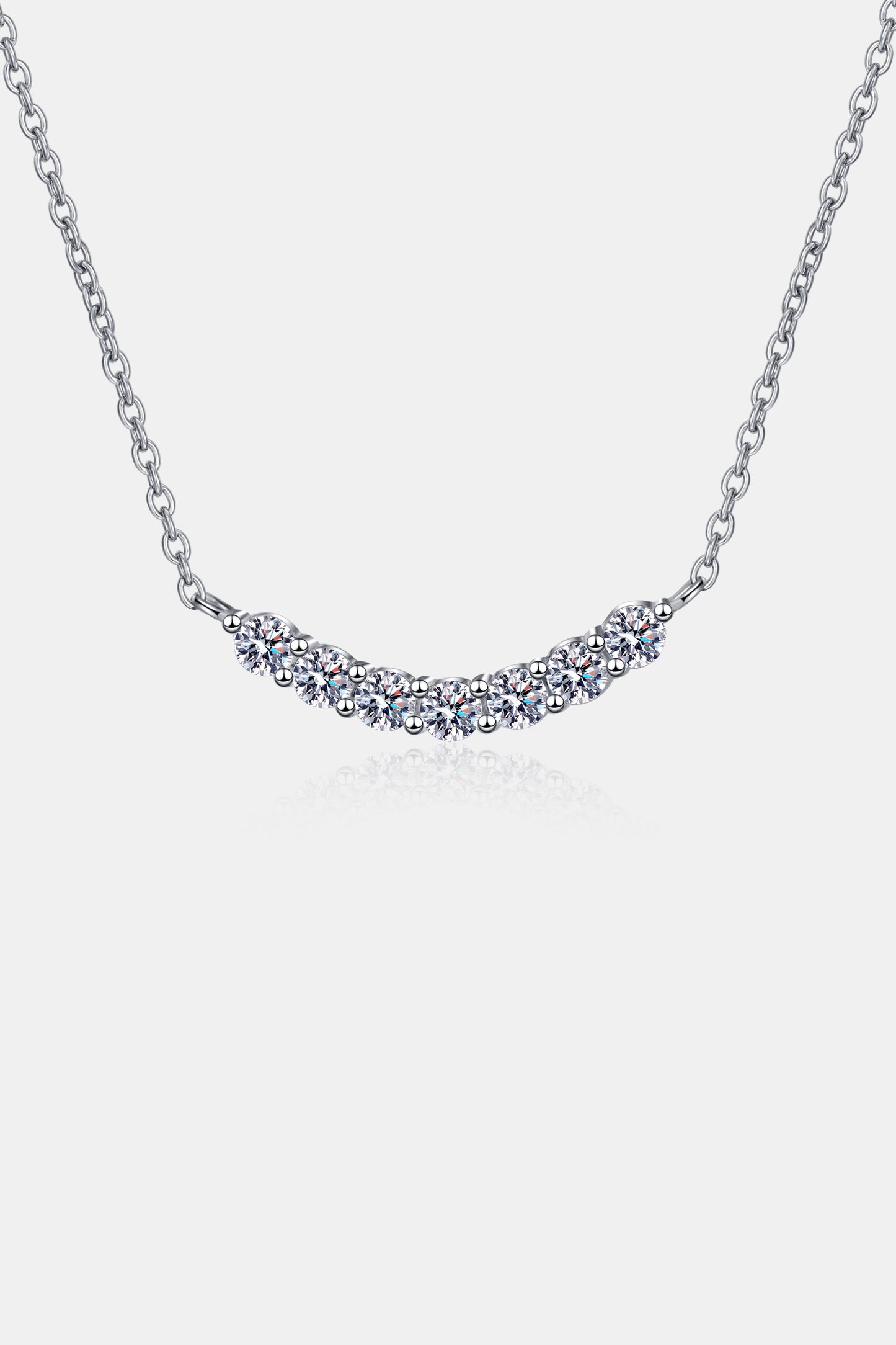 1.4 Carat Moissanite Curved Silver Necklace