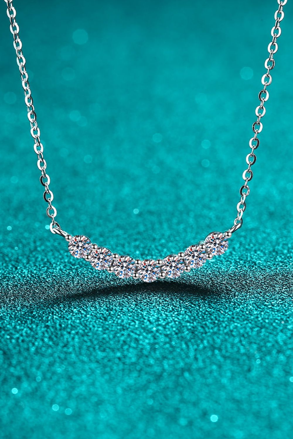 1.4 Carat Moissanite Curved Silver Necklace