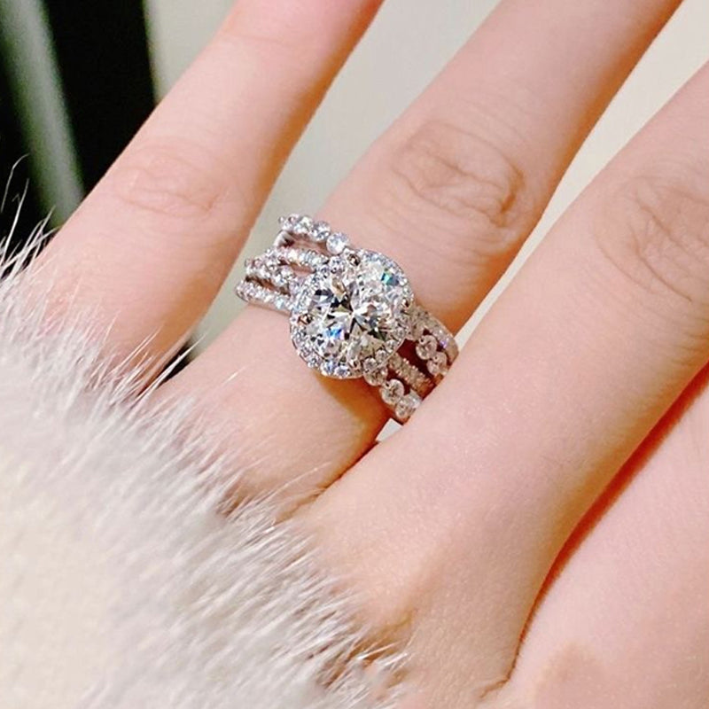 3 Carat Moissanite Layered Princess Ring