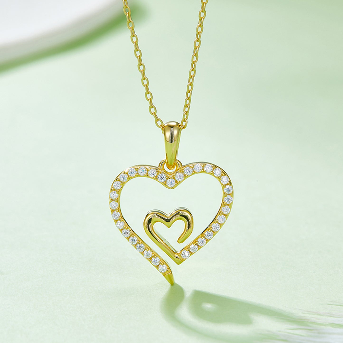 Moissanite Double Heart Pendant Necklace