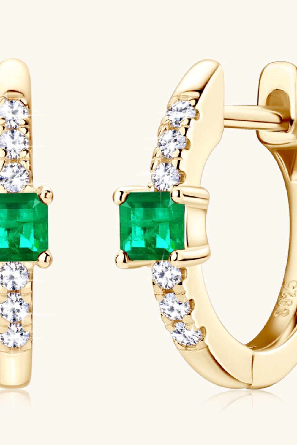 18K gold-plated Lab-Grown Emerald Hoop Earrings