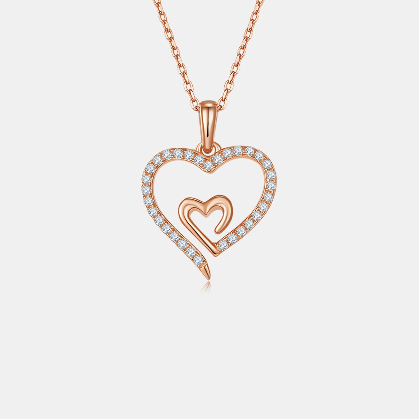 Moissanite Double Heart Pendant Necklace