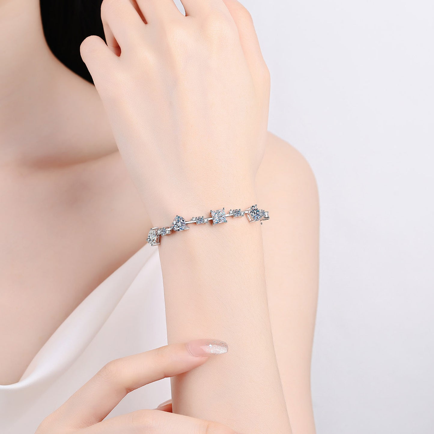 6.2 Carat Moissanite Silver Break Bracelet