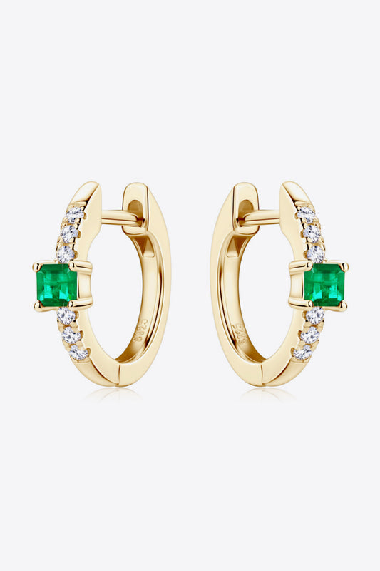 18K gold-plated Lab-Grown Emerald Hoop Earrings