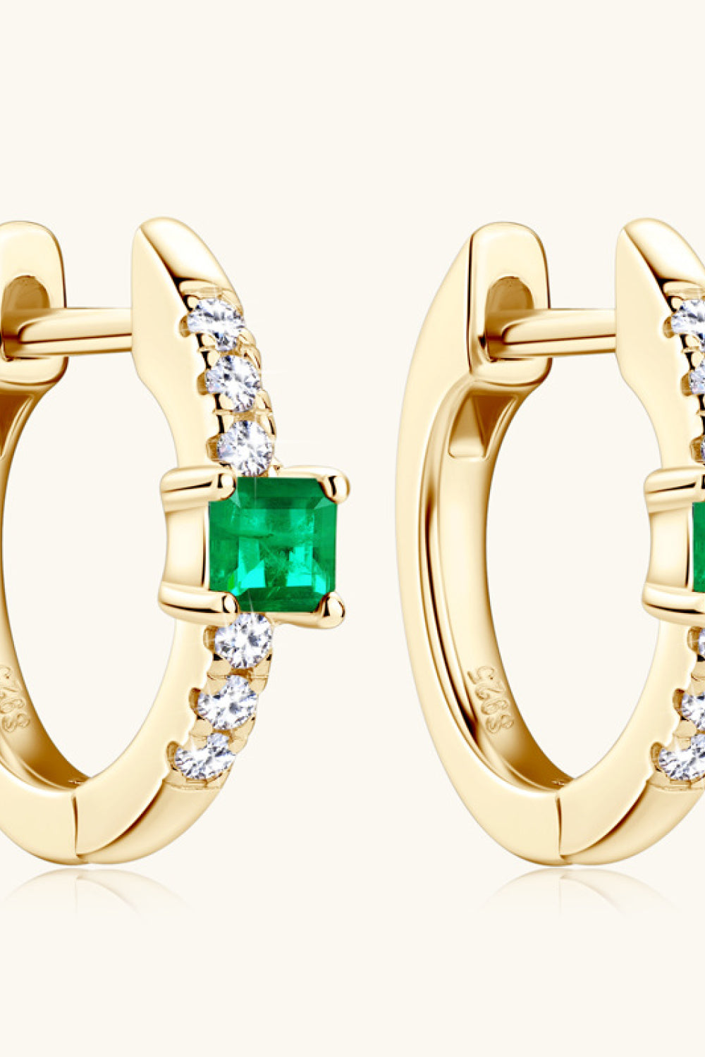 18K gold-plated Lab-Grown Emerald Hoop Earrings