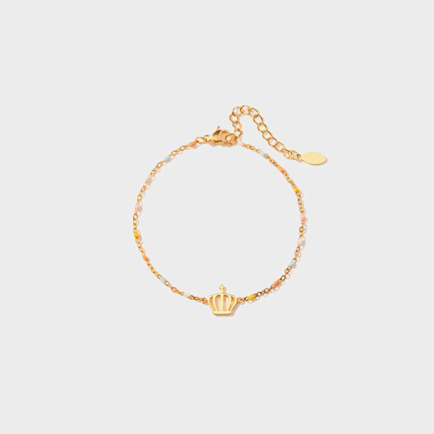 18K Gold-Plated Crown Bead Bracelet